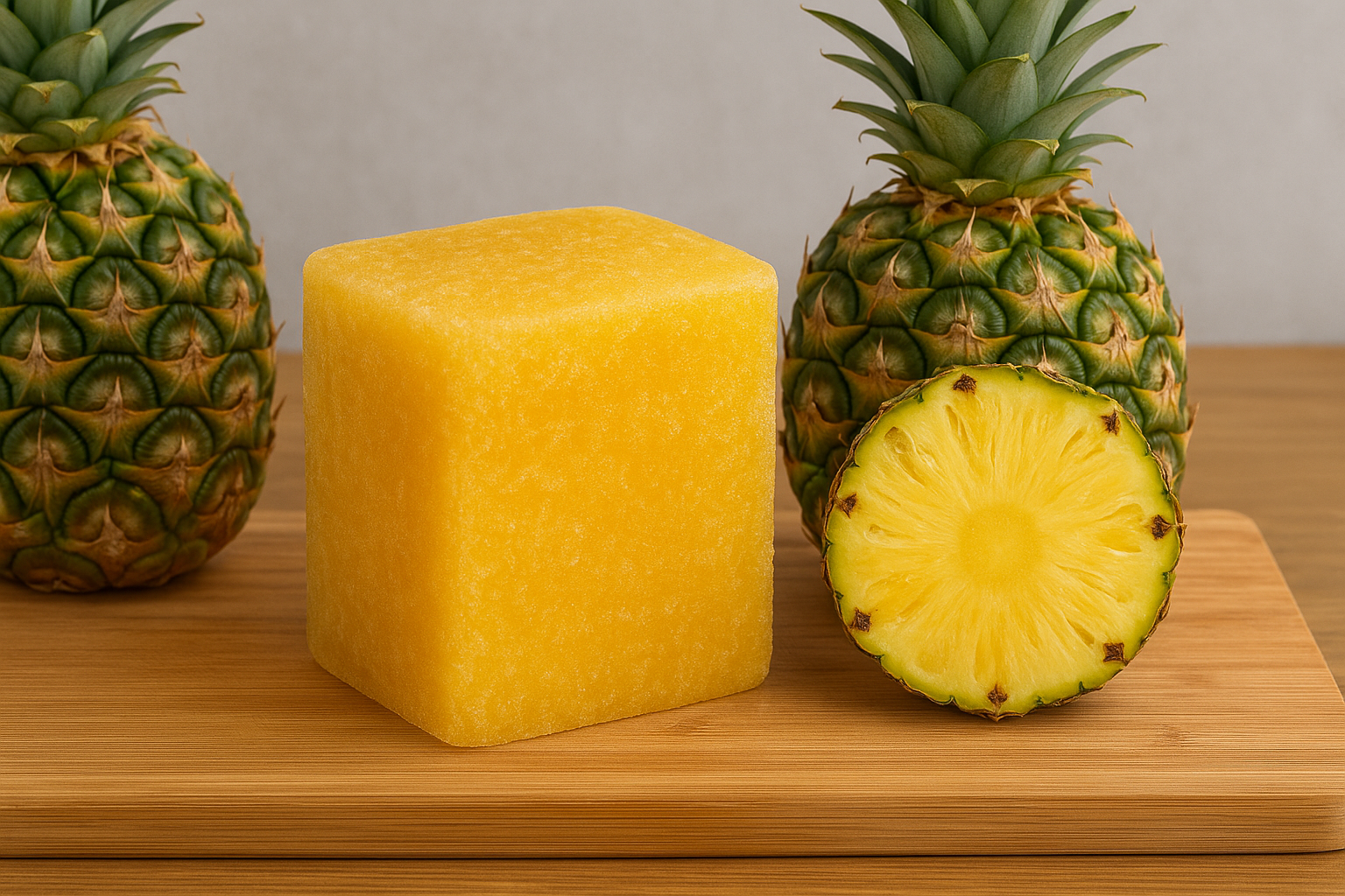 Frozen pineapple pulp block